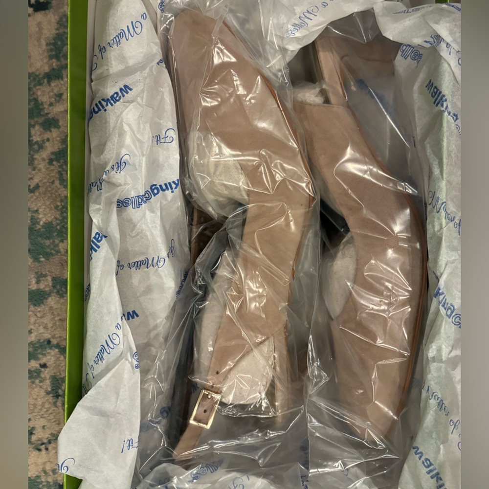 Walking Cradles “Jolly” Slingback Mules in Light Taupe Suede Leather,NWT - Picture 2 of 5